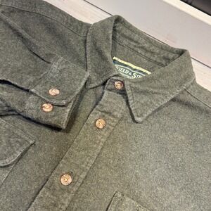 Field & Stream Chamois Flannel Shirt Men's Sz L Soft Olive Button Up Thick